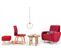 Fauteuil Tissu Rouge 72x55x92cm