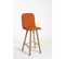 Tabouret Bois Chêne Et Orange 52x48x115cm