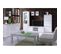 Buffet, Bahut, Enfilade 3 Portes Et 3 Tiroirs Fabio + Miroir. Coloris Blanc Brillant