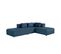 Ribol - Canapé D'angle Gauche Convertible 4 Places En Tissu, Made In France - Bleu