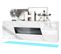 Buffet Suspendu Corps Blanc Mat, Façades Blanc Brillant, Tiroir Central Noir Haute Brillance + LED