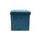 Pouf De Rangement Pliable Design Velours Meli - L. 38 X H. 38 Cm - Bleu