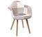 Fauteuil Scandinave Patchwork Rose Gris Pieds Bois - Rose