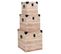 Lot De 3 Malles Déco "impression Bois" 30cm Beige