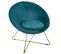 Fauteuil Bleu Canard En Velours - L. 76 X L. 67 X H. 69 Cm