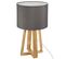 Lampe Sur Pied Grise En Bois - H 35 Cm