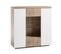 Buffet Haut, Armoire Haut Coloris  Blanc Mat / Chêne - L. 110 X H. 114 X P. 40  Cm