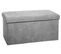 Pouf Pliable Coloris Gris En Velours - L. 76 X L. 38 X H. 38 Cm