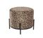 Tabouret En Métal Et Tissu Velours Motif Léopard - Diamètre 48 X Hauteur 40 Cm