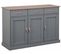 Buffet En Pin Massif Foncé Et Gris - L.131 X H.86 X P.45 Cm