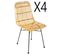 Lot De 4 Chaises De Salle À Manger En Rotin Et Fer Coloris Beige - Dim : L.45 X L.57 X H.88 Cm