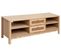 Meuble TV Bois Et Cannage Rotin Coloris Beige - L. 140 X P. 40 X H. 49,5 Cm