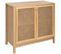 Buffet En Bois Et Cannage Rotin Coloris Beige - L. 100 X P. 45 X H. 89,5 Cm