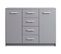 Buffet 2 Portes + 4 Tiroirs Coloris Gris Graphite - L. 119,2 X H. 91,5 X P. 40 Cm