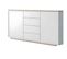 Buffet 2 Portes + 4 Tiroirs Coloris Blanc / Chêne Cambrian - L. 183 X P. 35 X H. 85 Cm