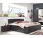 Lit Adulte Double 160x200 Cm Queen Size + 2 Chevets Coloris Gris Foncé - L. 169 X P. 210 X H. 96 Cm