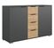 Commode/meuble De Rangement Coloris Graphite/imitation Chêne Artisan - L. 130 X H. 90 X P. 41 Cm