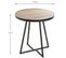 Table D'appoint En Métal Noir Et Mdf Décor Chêne - Diamètre 48 X Hauteur 52 Cm