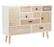 Commode Meuble De Rangement En Paulownia Coloris Blanc Et Naturel - L. 95 X H. 67,5 X P. 26 Cm