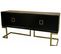 Buffet Meuble De Rangement En Peuplier Et Métal Coloris Noir - L. 180 X H. 90 X P. 50 Cm