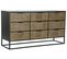 Buffet Meuble De Rangement En Bois De Sapin Marron Clair Et Métal - L. 123 X H. 68 X P. 40 Cm