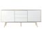 Buffet Meuble De Rangement En Mdf Coloris Blanc / Naturel Et Métal - L. 170 X H. 76 X P. 45 Cm