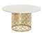 Table Basse En Métal Doré Et Marbre Blanc - Diamètre 76 X Hauteur 43 Cm