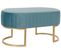 Banquette En Métal Et Velours Bleu - Longueur 90 X Profondeur 50 X Hauteur 45 Cm