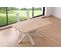 Table À Manger Rectangulaire En Bois Coloris Chêne Nordique Pieds Blanc - L. 150 X P. 90 X H. 76 Cm