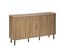 Buffet, Meuble De Rangement En Bois Mdf Naturel Et Acier Coloris Noir - L. 140 X P. 40 X H. 80,50 Cm