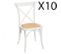 Lot De 10 Chaises En Bois De Hêtre Coloris Blanc - Longueur 48 X Profondeur 54 X Hauteur 88 Cm