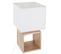 Lampe À Poser Carrée En Bois Coloris Blanc Et Naturel - Longueur 18 X Profondeur 18 X Hauteur 32 Cm