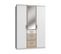 Armoire Placard, Meuble De Rangement + 1 Miroir blanc, Rechampis Imitation Chêne