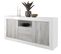 Buffet, Meuble De Rangement 2 Portes + 2 Tiroirs Blanc Brillant, Pin Blanc