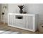 Buffet, Meuble De Rangement 2 Portes + 2 Tiroirs Blanc Brillant, Pin Blanc