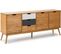 Buffet En Pin Massif Blanc Et Gris, Meuble De Rangement Coloris Naturel - L. 171 X P. 40 X H. 80 Cm