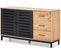 Buffet En Pin Massif Noir, Meuble De Rangement Coloris Chêne - L. 141 X P. 40 X H. 80 Cm