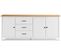 Buffet En Pin Massif Décor Ciré Chêne Et Blanc, Meuble De Rangement - L. 190 X P. 40 X H. 80 Cm