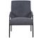 Fauteuil Rembourré En Tissu Gris Avec Pieds En Métal Noir - L. 62 X P. 85 X H. 93 Cm