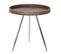 Table D'appoint Ronde En Acier Argenté Et Mdf Coloris Marron  -diamètre 45,8  X Hauteur  47,50  Cm