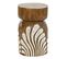 Table D'appoint En En Bois Sculpté Coloris Marron , Blanc  - Diamètre  29 X Hauteur 51 Cm