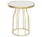 Table D'appoint Ronde En Métal / Ardoise Coloris Doré / Blanc - Diamètre 49 X Hauteur 60.5 Cm