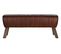 Banquette Rectangulaire En Cuir Et Bois Coloris Marron -  L. 126 X P. 36 X H.  53 Cm