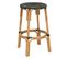 Tabouret De Bar En Bois De Rotin Coloris Noir - Longueur 40  X Profondeur 40  X Hauteur 66  Cm