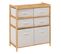 Etagère Double Avec 6 Tiroirs En Polyester/coton Et Bambou Coloris Lin/naturel