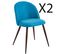 Lot De 2 Chaises De Salle à Manger Bleu Marine, Pieds Coloris Bois De Chêne Foncé