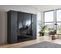 Armoire, placard  coloris Graphite et verre noir - Longueur 225  x Hauteur 208 x Profondeur 58 cm 