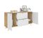 Buffet, Commode En Bois Coloris Blanc / Chêne - Longueur 140 X Profondeur 40 X Hauteur 75 Cm