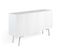 Buffet, Commode En Bois Coloris Blanc Brillant Avec Pieds En Acier - L. 150 X P. 40 X H. 85 Cm