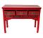 Meuble Console, Table Console En Bois Avec 3 Tiroirs Coloris Rouge - L. 120 X P. 49 X H. 90 Cm